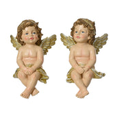 Decoris Polyresin Angel Figure Sitting 22.5cm - Gold (2 Assorted)